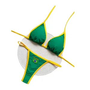 Brazilian G-String Thong Bikini Swimsuit Green & Yellow