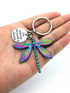 Fashion Colorful Dragonfly Pendant Keychain, Creative Letter Design Keychain for Men & Women, Stylish Keychain, Fashion Keychain for Daily Bag Decor, Trendy All-match & Exquisite Keychain for Birthday Gift