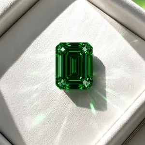 Green Emerald Cut Moissanite Loose Stone 2ct 3ct | VVS1 Clarity, Traceable GRA Certificate