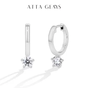 ATTAGEMS Total 1CT Round Cut 0.5ct Lab-Created Moissantie Earrings for Women Men Unisex 925 Sterling Silver Daily Wear Clssic Earrings Jewelry for Gift E059