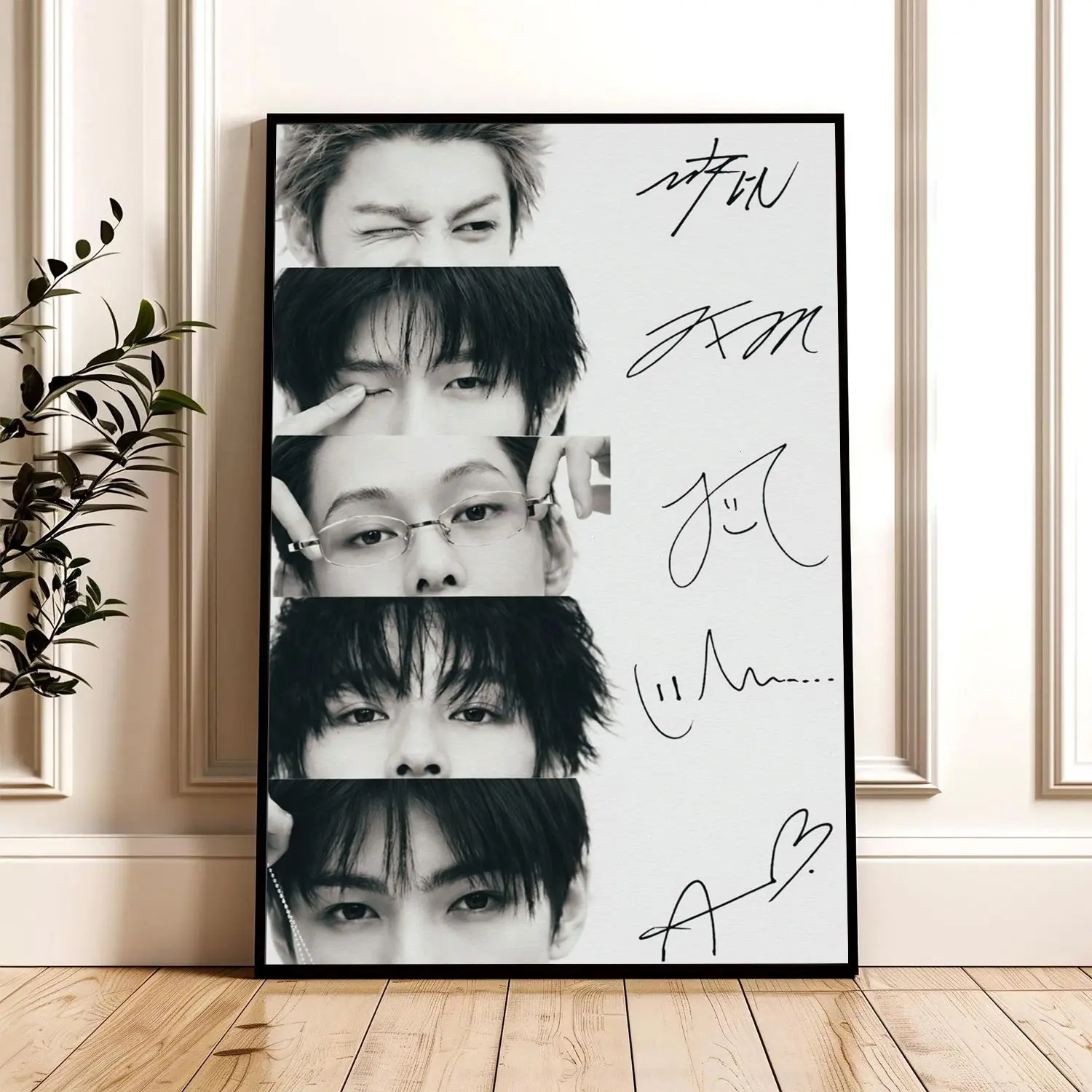 [25% OFF] [UNFRAMED] Cortis Signature Portrait Poster Print, Black and White K-Pop Member Collage Wall Art, Y2K Fan Room Decor
