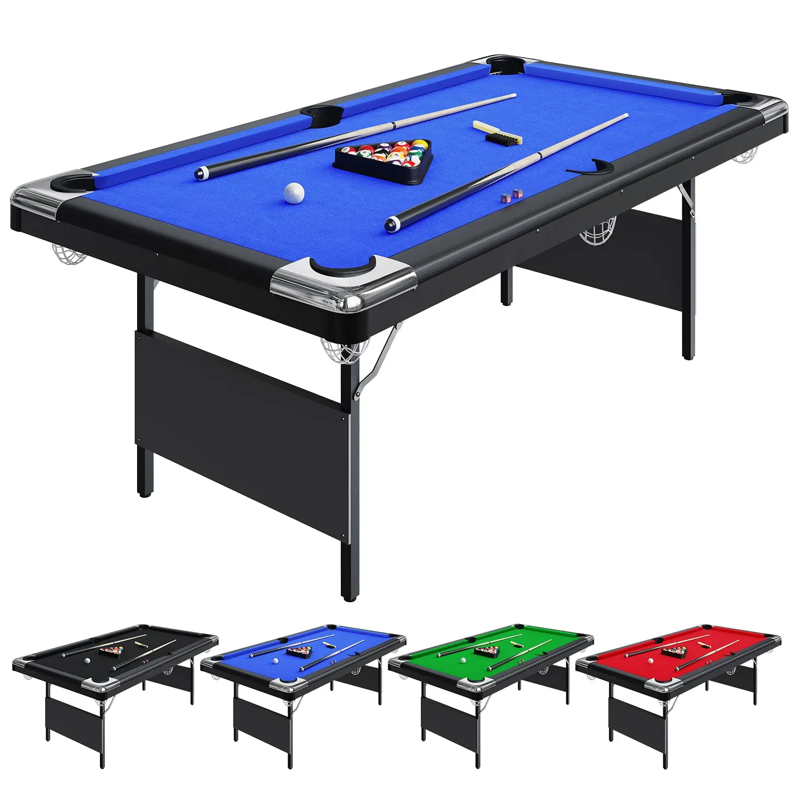 7 Ft Multi-Game Combo Billiards Table with Ping Pong Top for Family Game Rooms, Rec Rooms & Friends, Includes Full Ball Set, 2 Cues, Chalk, Felt Brush & Pool Billiard Accessories