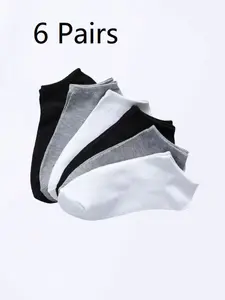 Men's Ankle Socks Set, 6-Pack Comfortable Cotton Blend, Ideal for Daily Wear & Sports, Durable Design for Active Lifestyle
