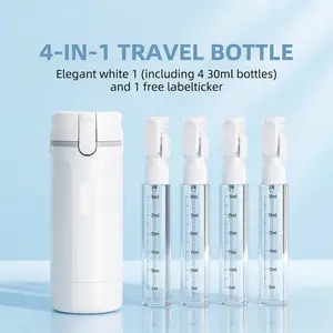 4-in-1 Travel Dispenser Bottle | Leakproof Portable Toiletry Container for Shampoo & Lotion | Space-Saving Travel Essential