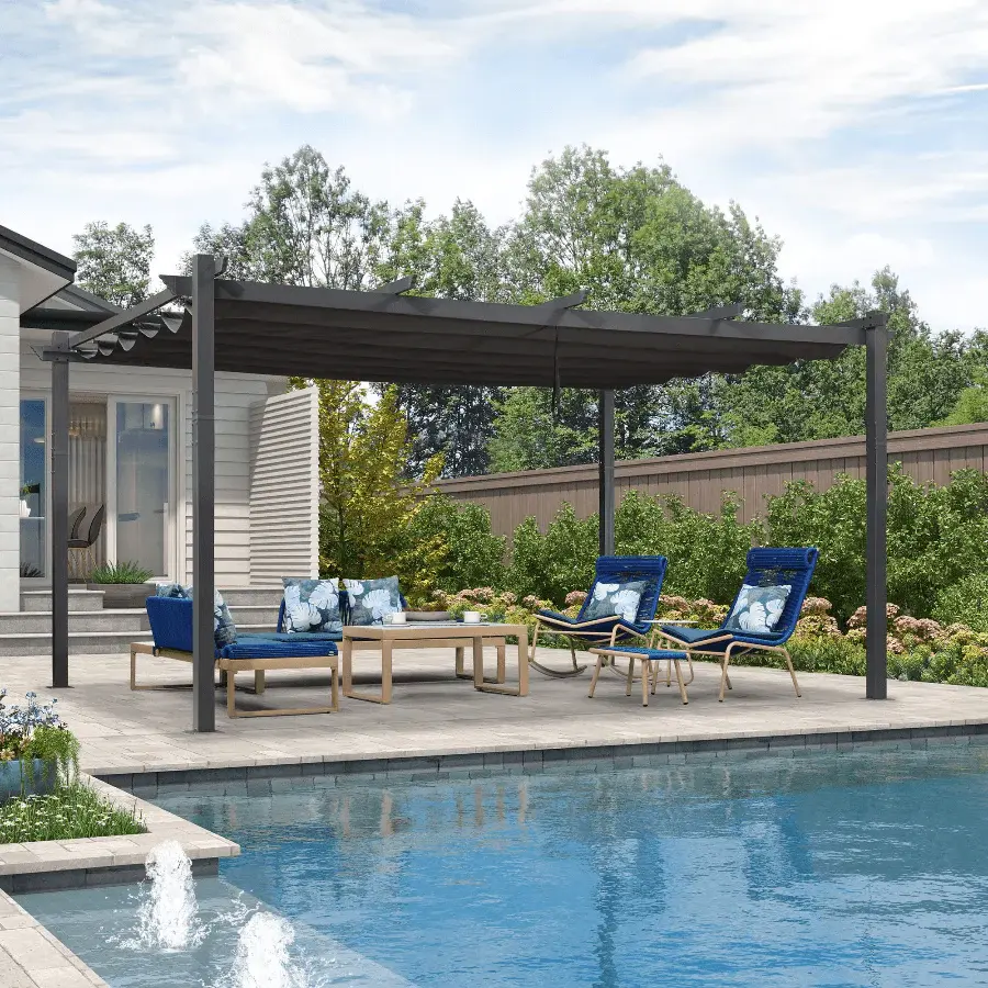 PURPLE LEAF Modern Aluminum Frame Outdoor Pergola, Retractable Adjustable Canopy Shelter with Retractable Parasols for Porch Backyard Canopies & Shade Needs, Aluminum Frame Canopy
