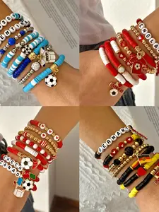 A piece Hot Selling World Cup Football Bracelet Set, Soccer Shoe Element Beaded Necklace, Fan Support Memorabilia, Wristband Accessories