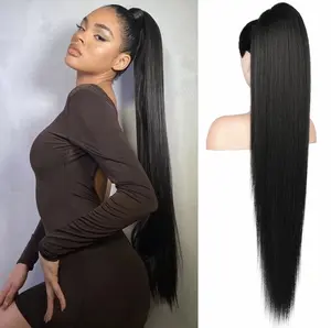 NAYASA Ponytail Extension Claw 30 Inch Long Straight Ponytail Clip in Claw Hair Extenisons Natural Looking Synthetic Hairpiece for Women