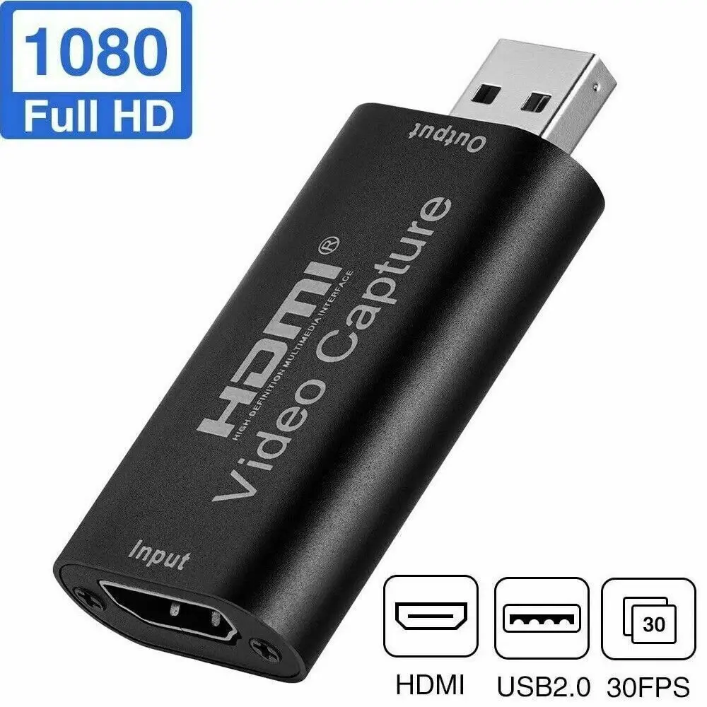 HDMI to USB Video Capture Card - 1080P 60FPS USB 2.0 Game Capture Recorder for PC, Phone, Live Streaming & Video Recording