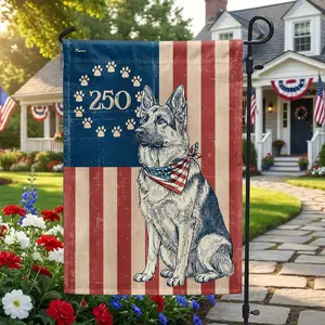 Flagwix Patriotic German Shepherd Garden Flag - 250th Anniversary Paw Prints Betsy Ross Flag Decor