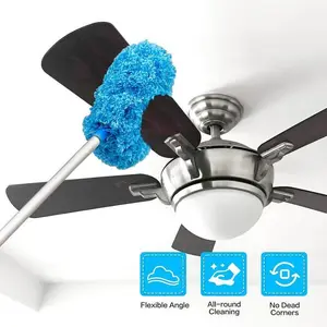 Extendable Microfiber Ceiling Fan Duster – Long Handle, Dust-Locking, Reusable & Machine Washable, Effortless Cleaning Brush for High Ceilings & Ceiling Fans, Ceiling Fan Cleaner adjustable extension