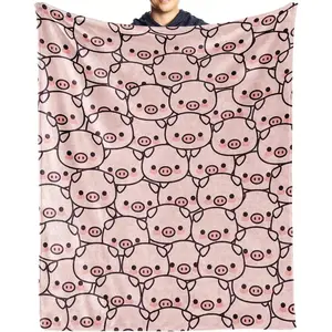 Pig Blanket Gifts Flannel Fleece Throw Blanket Soft for Girls Boys Adults Lightweight Comfortable Warm Cute Pig Themed Blanket