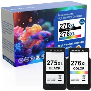 Climate  Friendly Remanufactured Ink  Replacement for  275XL 276XL 275 276 XL PG275 CL276 Black Color 2 Pack for PIXMA TS3520 TS3522 TS3700 TS3720 TS3722 TR4720 Printer
