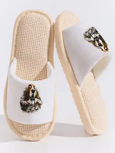 Basset Hound Playing Chess Fun Pet Slippers Cloud-Feeling Artistic Retro Vibe Must-Have For Pet Lovers & Chess Buddies