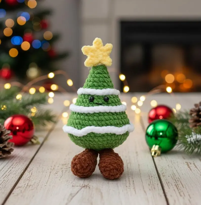 Christmas Tree Crochet - Cute Xmas Tree Plush Amigurumi - Christmas Decor Crochet