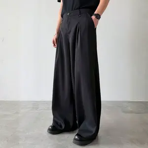 Instagram‑inspired high‑street‑style double‑breasted high‑waisted wide‑leg straight‑cut suit pants from a trendy brand