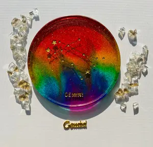 Rainbow Zodiac Coasters - Set of 3 Tableware with Colorful Design and Celestial Motifs