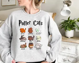 Potter Cats Sweatshirt, Funny Cats Sweater, Cute Cats, Gift For Cat Owner, Pottery Gift, Cute Comfy Wizard Book Lover, Cat lover, Birthday gift