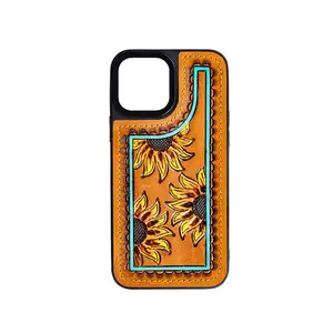 MYRA hand-tooled leather phone case -- iPhone 13 PRO MAX