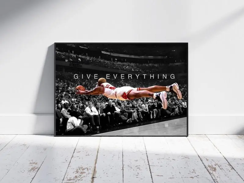 GIVE EVERYTHING Dennis Rodman Basketball Player Wall Decor Super Star Inspirational Art Basketball Fans Sports