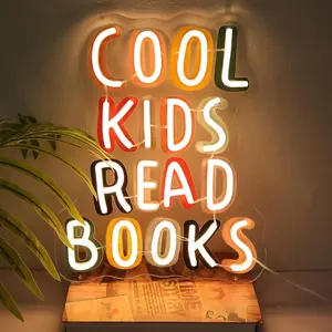 Cool Kids Read Books Neon Sign, Handmade Light Up USB 3D Wall Art Wall Decor Sign Light for Book Club Classroom Read Corner Kid's Reading Study Room Home Library Librarian Bookworm Gift