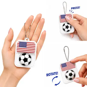 USA Flag Fidget Button & Spinning Soccer Ball | Anxiety Relief Keychain Fidgets for Kids & Adults