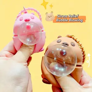 Creative Cute Capybara Bubble Blower Keychain, Fun Squeeze Stress Relief Keychain, Elastic Rebound, Suitable for Adults/teens/kids