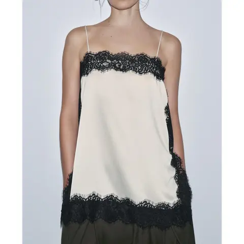 Women Lace Camisole Sleeveless Black Lace Trim Scalloped EdgeFit Summer Tank Top Casual Going Out Tops for Women