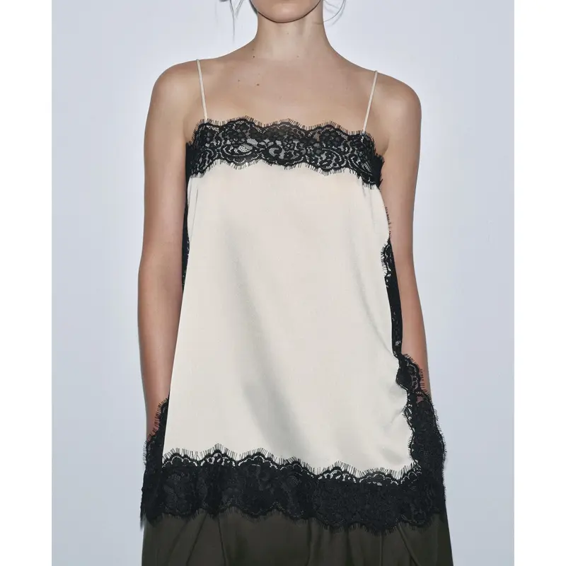 Women Lace Camisole Sleeveless Black Lace Trim Scalloped EdgeFit Summer Tank Top Casual Going Out Tops for Women