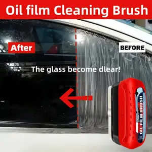 Professional Car Glass Cleaning Brush, Removes Oil Film & Rain Streaks, No Scratches, Effective De-Greaser Tool for Windows