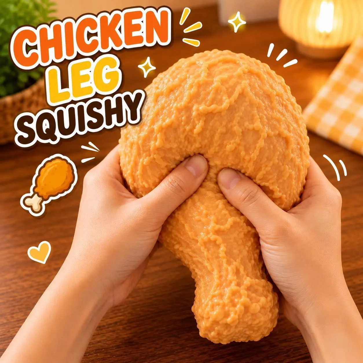 Giant Fried Chicken Leg Stress Relief Toy, Slow Rebound Sensory Squeeze Toy, Fun Party Gift, Novelty Desk Stress Reliever, Squishy Fidgets