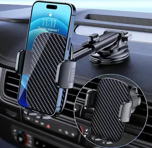 Car Phone Holder Mount Phone Mount for Car Windshield Dashboard Air Vent Universal Hands Free Automobile Cell Phone Holder Fit for iPhone Smartphone Carbon Fiber