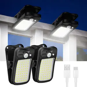 2/4 Pack Clip On Solar Lights Outdoor Light,60 LED Solar Fence Light with Motion Sensor & 3 Modes, Dual Charging,Portable Waterproof Security Light forGarden, Patio, Yard, Camping