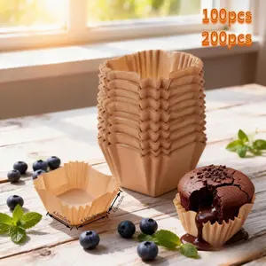 100pcs/200pcs Small Disposable Square Baking Molds with Ruffled Edges, Non-Stick Bake Paper Cake Liners, Ideal for Holidays and Festive Desserts