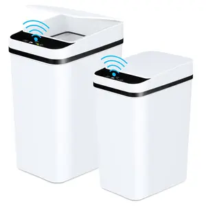 Bathroom trash cans with lid 2 pack touchless automatic motion sensor 22 gal 4 gal small garbage can smart electric narrow garbage bin for bedroom office kitchen white