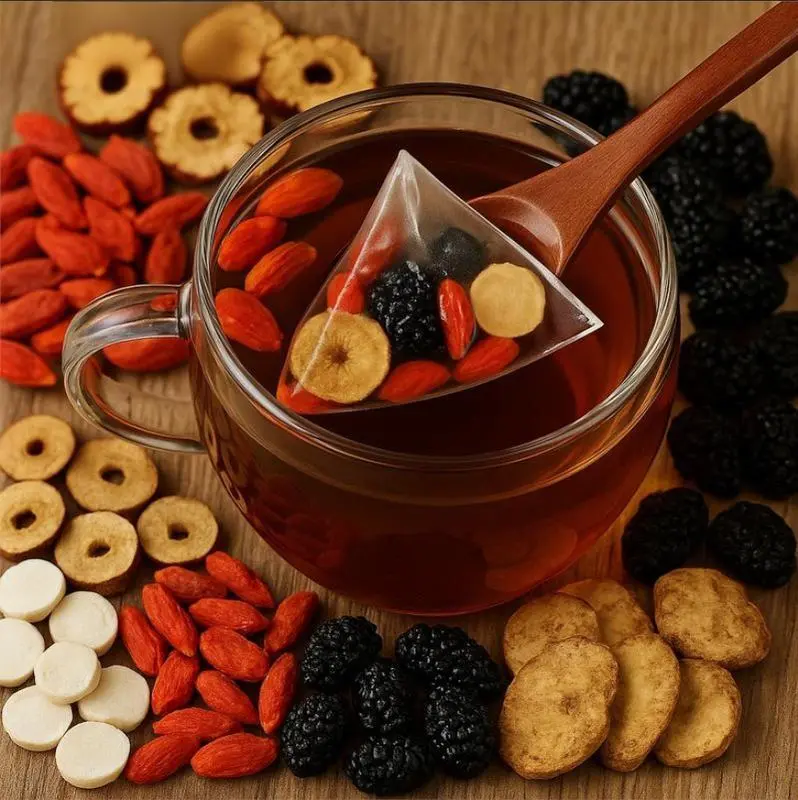 gift kidney Liver natural tea Ginseng Eight-Treasure Tea 30 Bags Natural Kidney Support Sugar Free Caffeine Free Elderly Herbal Health Drink Organic Wolfberry Detox ginseng  six  treasure  tea health herbal formula Beverage