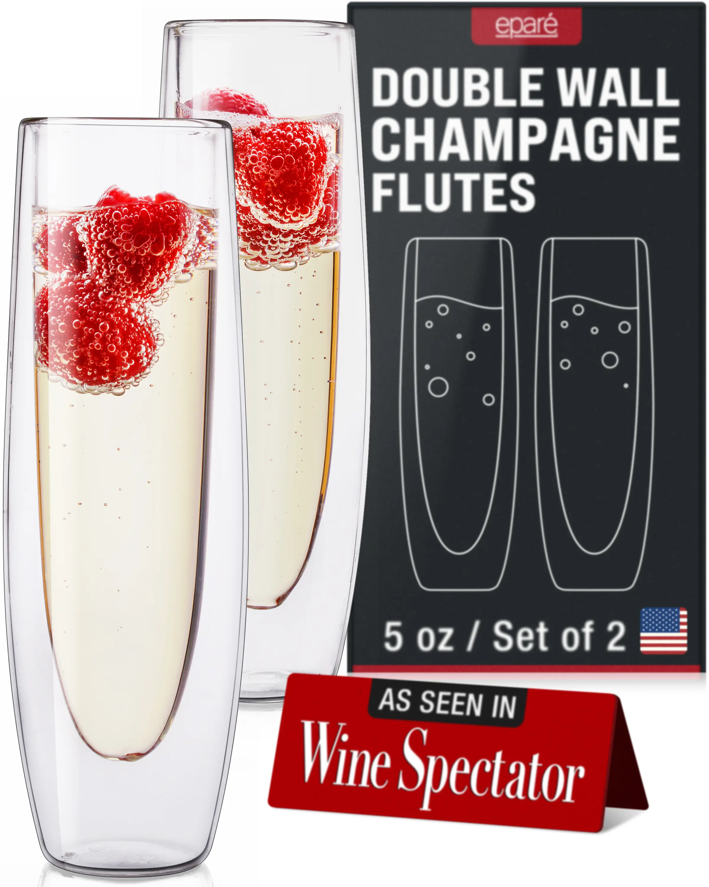 Eparé Double Wall Champagne Glass (Set of 2) Drinkware Thermal