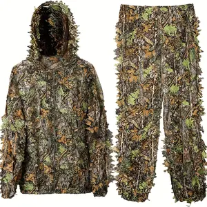 Quality Ultra-Lightweight 3D Leafy Camo Ghillie Suit for Hunting, Shooting & Wildlife Photography - Durable Polyester, Mixed Colors, Airsoft, Turkey Hunting, Perfect Camouflage Gear Clothing Outdoor