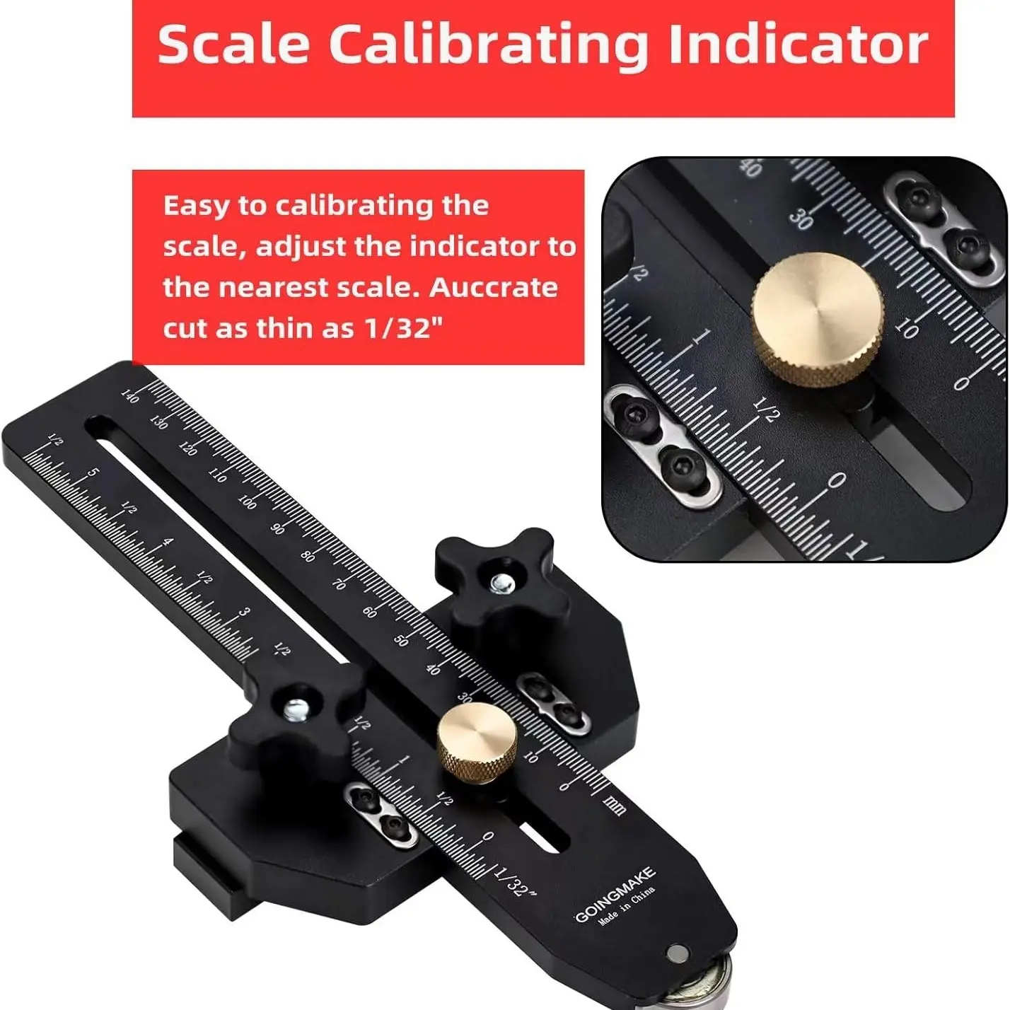 Adjustable Table Saw Guide Rail, Cutting Guide Rail, Anti-Rebound Design, Fits 3/8"x3/4" T-Slot, Ideal for Repeated Narrow Cuts, Multi-Functional Woodworking Tool