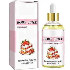 Body Juice Oil Strawberry Scent Handmade, Strawberry Shortcake Body Oil, Natural Fragrance 120ml Strawberry Body Oil Moisturizing Women