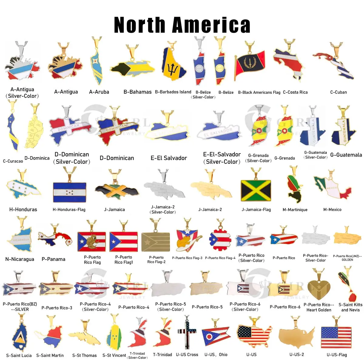 GGIRL 18K Gold Plated World Map North America Map Flag Pendant Necklaces Stainless Steel National Flag Design for Men Women Travel Enthusiast Versatile Necklace, Fashion Jewelry Gifts for Daily Summerwins Beach Parties Holiday Birthdays Anniversaries