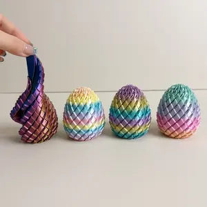 3D Printed Easter Dragon Egg Fidget – Twisty Slippery Egg Toy for Stress Relief, Desk Sensory Toy, Easter Basket Stuffer Gift
