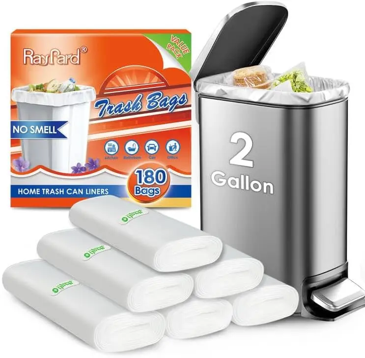 [HOT] 180 Counts 2 Gallon (1.8-2 Gal) Small Trash Bags Garbage Bags by RayPard, fit 1.6,1.8,2,2.2 Gal Waste Basket, 6.5-7 Liter Strong Trash Can Liners for Home Office Kitchen Bathroom Bedroom, Clear