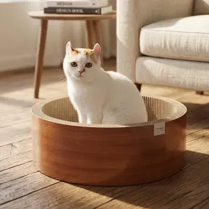 Multifunctional Round Corrugated Cat Scratcher Bed, 2-in-1 Pet Bed for Cat Claw Grinding & Resting, Durable & Scratch-Resistant Cat Scratching Board