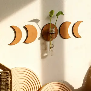 Wall Mounted Plant Holder, Wall Hanging Plant Propagation Station, Plant Holder with Wooden Stand, Home Office Plant Hanger, Flower Vase, Wall Decoration