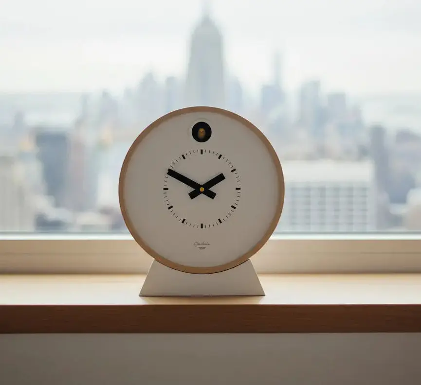 Dot White Modern Cuckoo Clock with Stand