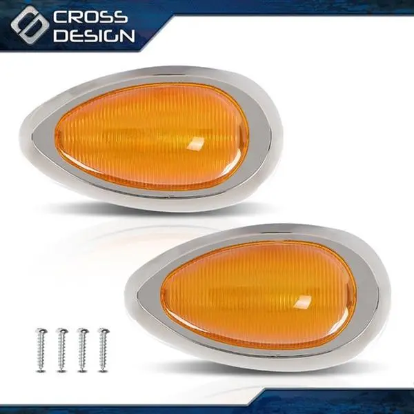 CROSSDESIGN 15LED Amber Side Marker Signal Light, Pair Pack Fit for Freightliner Century/Columbia, Amber Light