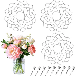3pcs 4 Inch Flower Frog Grid Bouquet Stem Holder Kenzan Lid with Clips for Vase Artificial Flower Arrangement Ikebana Floristry Supplies Accessories