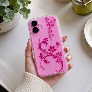 Y2K Brown La Fleur Floral Clear Phone Case for iPhone 17,16,15,14,13,12,11 Pro/ProMax/Plus & Air Series, Trendy Tech Accessory Gift for Her