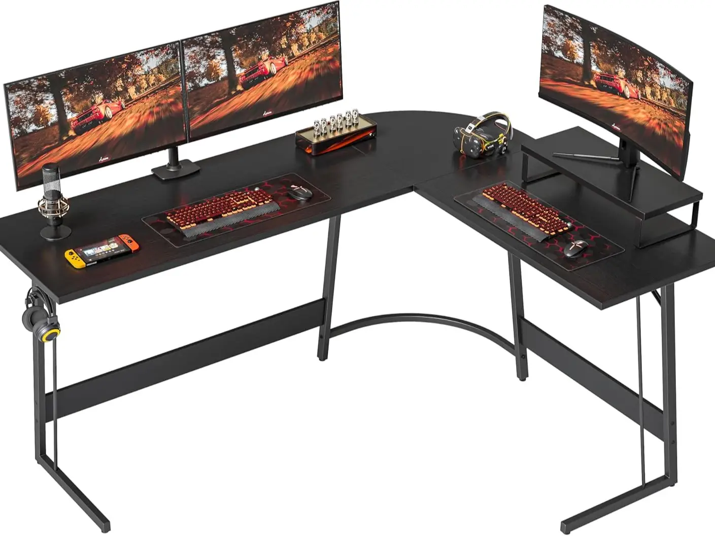 L Shaped Desk, Computer Corner Desk, Gaming Desk with Monitor Stand, Home Office Study Writing Workstation, Space-Saving - Gaming Desk - Office Desk