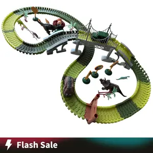 Dinosaur Track Toys - Best Birthday Gifts for 3 4 5 6 7 Year Old Boys Girls, Dinosaur Race Car Track with Light & Sound, Create A Dinosaur World Road Race